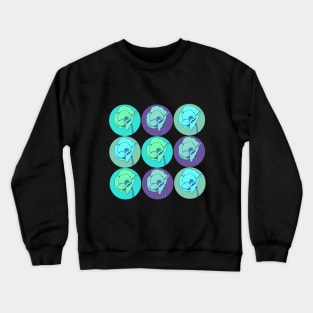 Poppy Pop Art Pattern in Blue & Purple Crewneck Sweatshirt